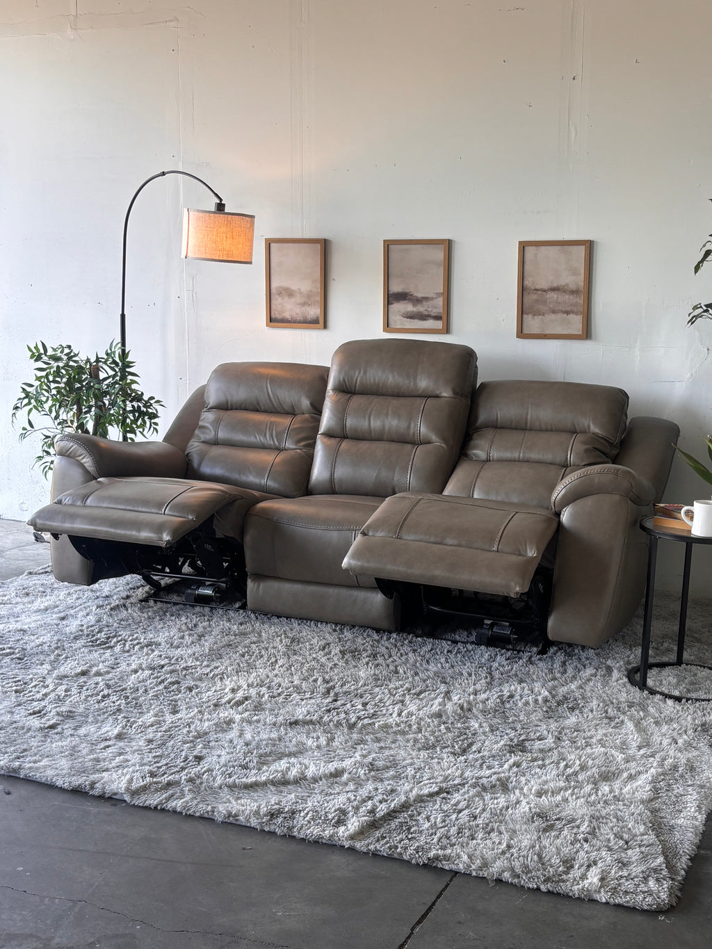 Gilman Creek Beige Top-Grain Leather Power Sofa