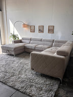 MCM Suede U-Shaped Sectional with Storage Chaise