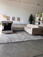 MCM Suede U-Shaped Sectional with Storage Chaise