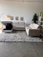 MCM Suede U-Shaped Sectional with Storage Chaise