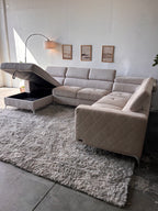 MCM Suede U-Shaped Sectional with Storage Chaise