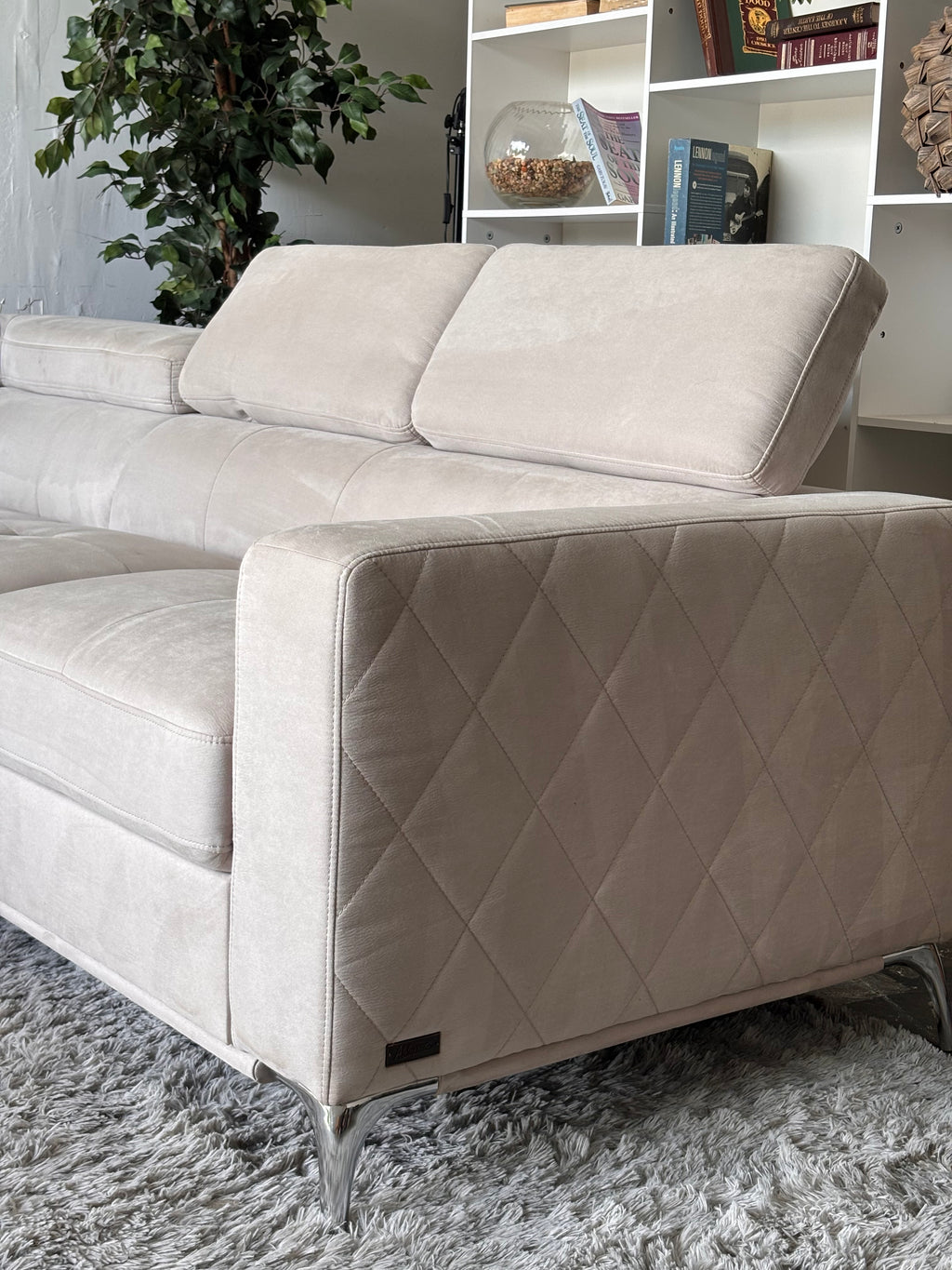 MCM Suede U-Shaped Sectional with Storage Chaise