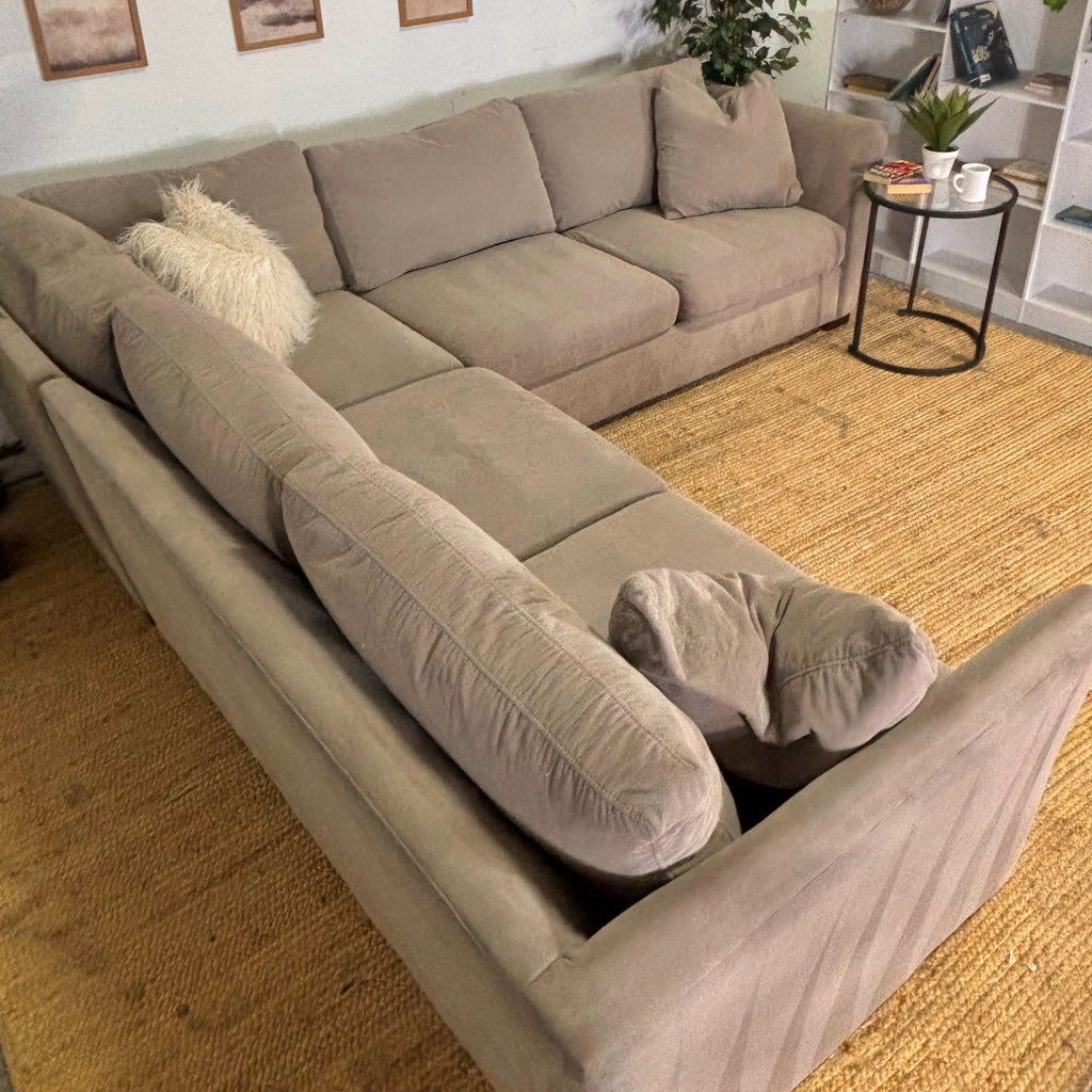 Neutral Down Filled L-Shaped Sectional Couch-FREE DELIVERY