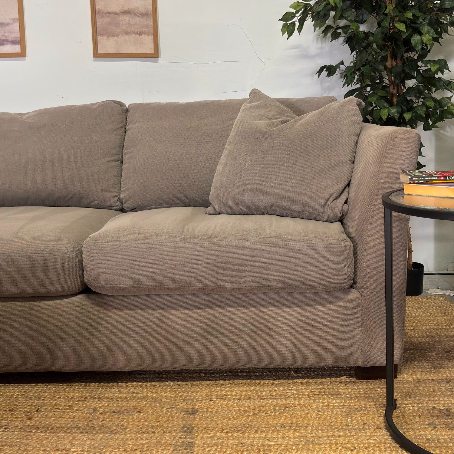 Neutral Down Filled L-Shaped Sectional Couch-FREE DELIVERY