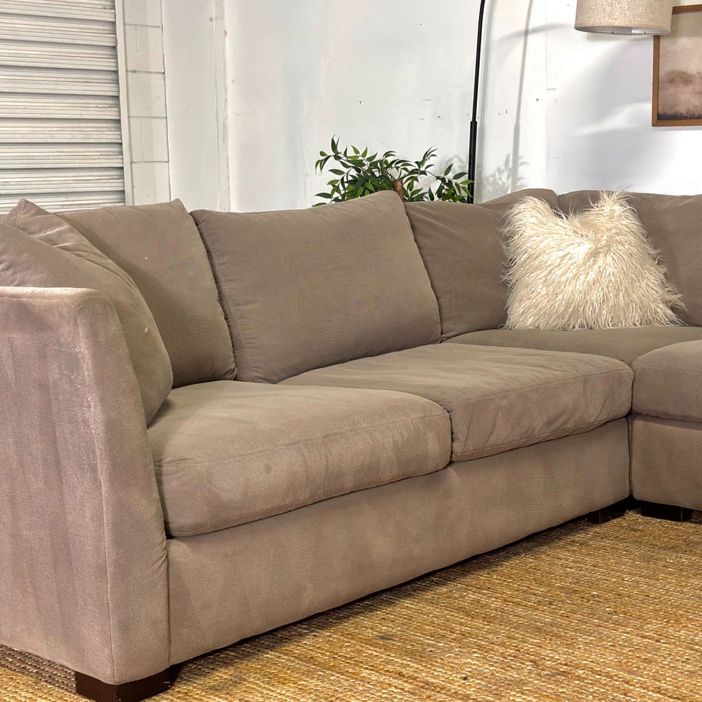 Neutral Down Filled L-Shaped Sectional Couch-FREE DELIVERY