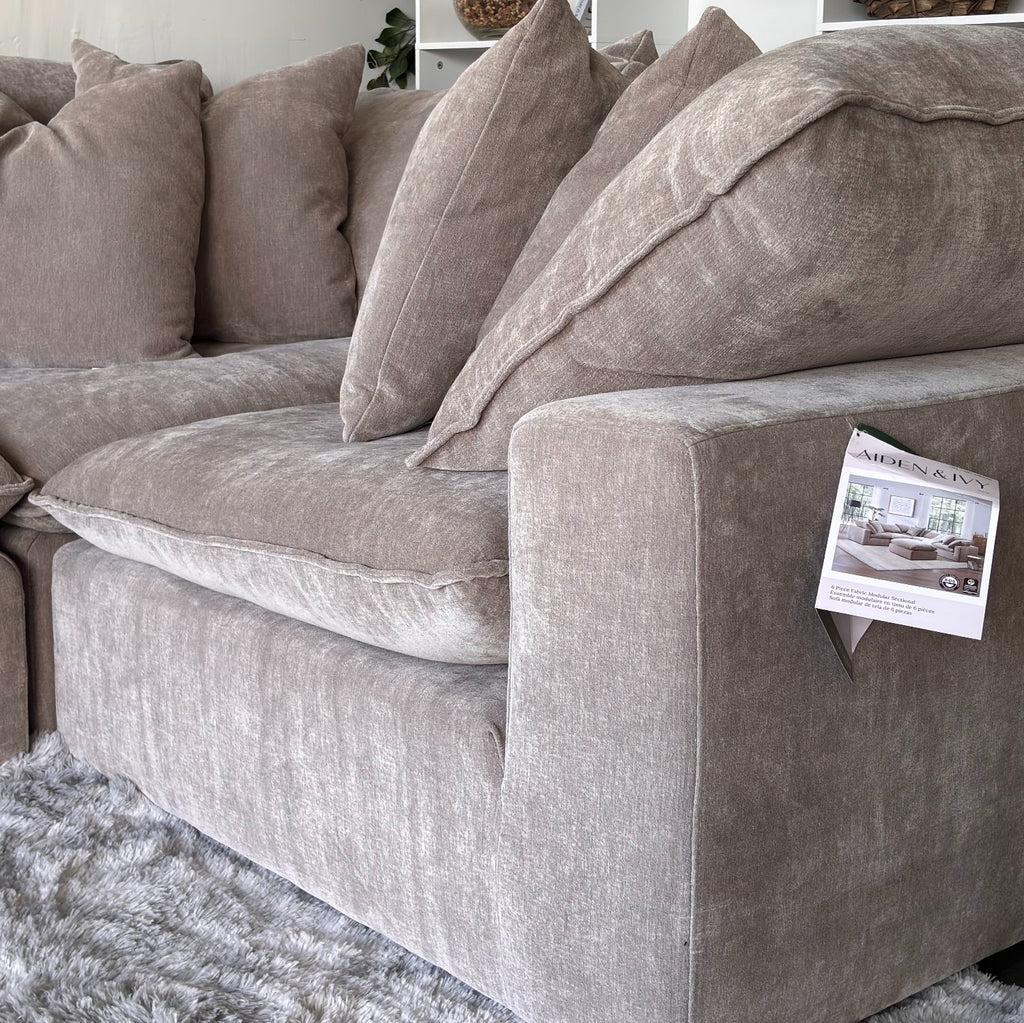 Aiden and Ivy "Sereen" 6-piece Fabric Modular Sectional, Taupe
