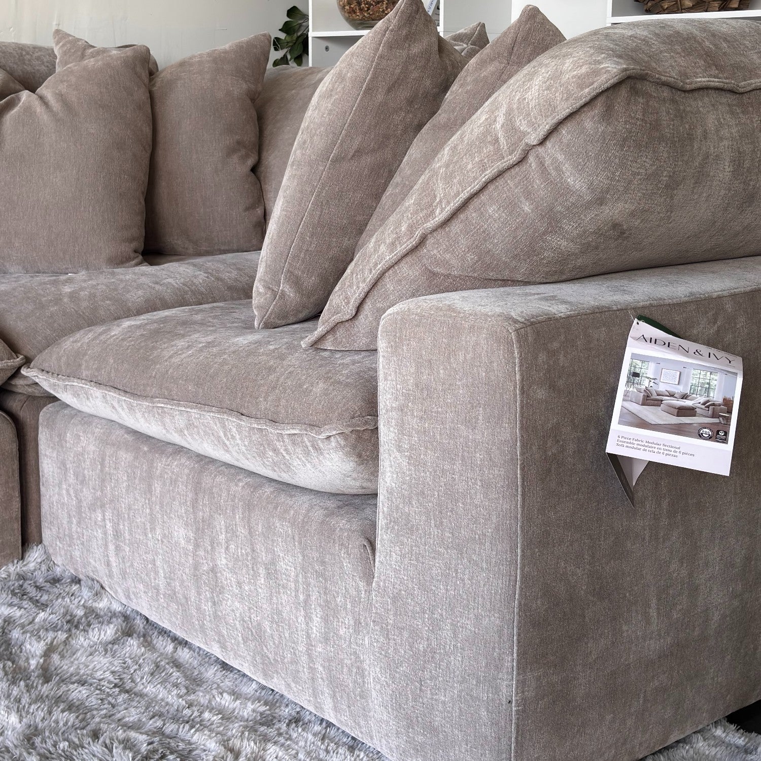 Aiden and Ivy "Sereen" 6-piece Fabric Modular Sectional, Taupe