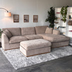 Taupe Sectional Sofa with Reversible Chaise & Ottoman – Deep Seating Comfort