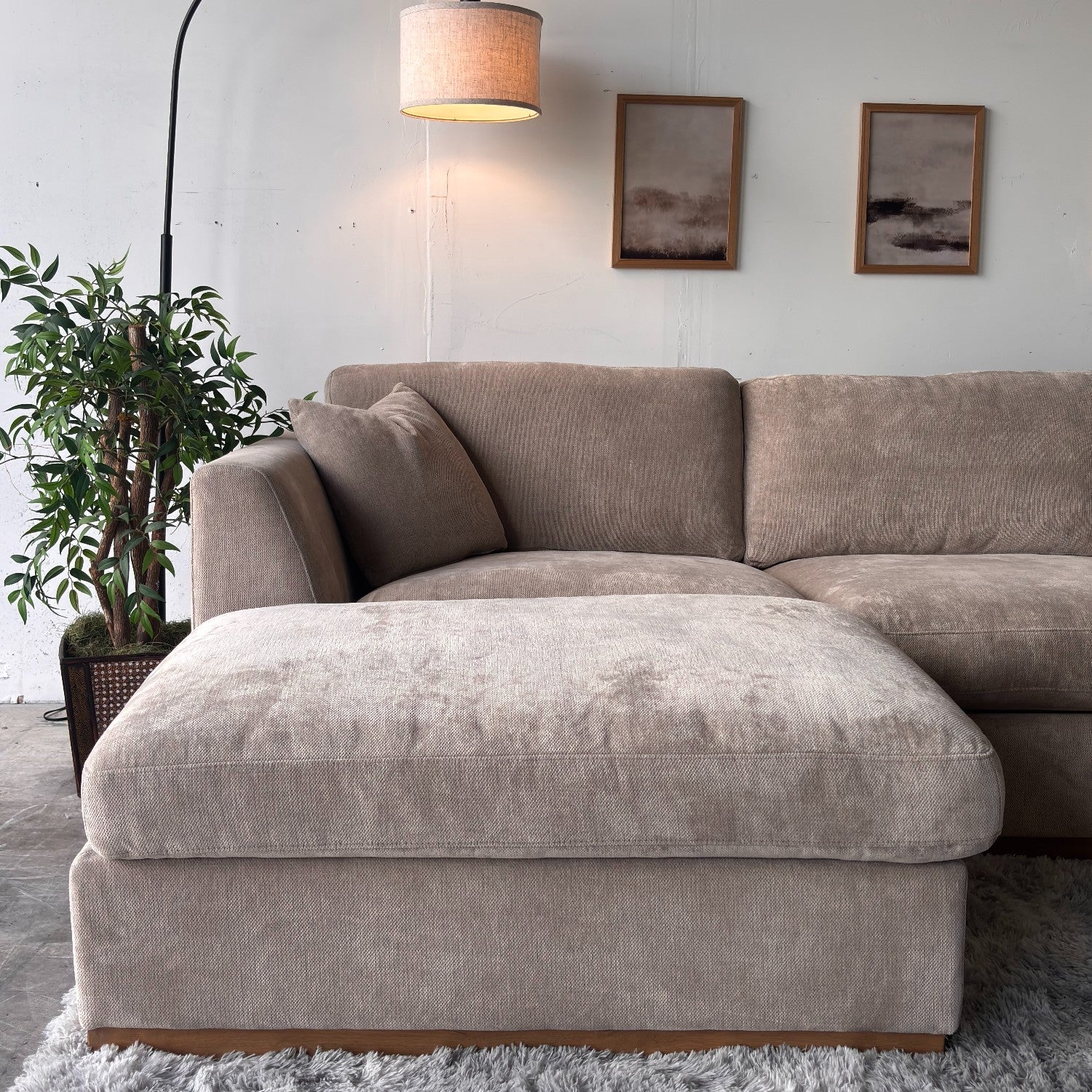 Taupe Sectional Sofa with Reversible Chaise & Ottoman – Deep Seating Comfort
