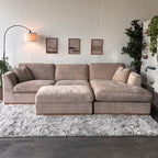 Taupe Sectional Sofa with Reversible Chaise & Ottoman – Deep Seating Comfort