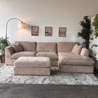 Taupe Sectional Sofa with Reversible Chaise & Ottoman – Deep Seating Comfort