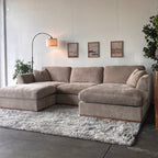Taupe Sectional Sofa with Reversible Chaise & Ottoman – Deep Seating Comfort