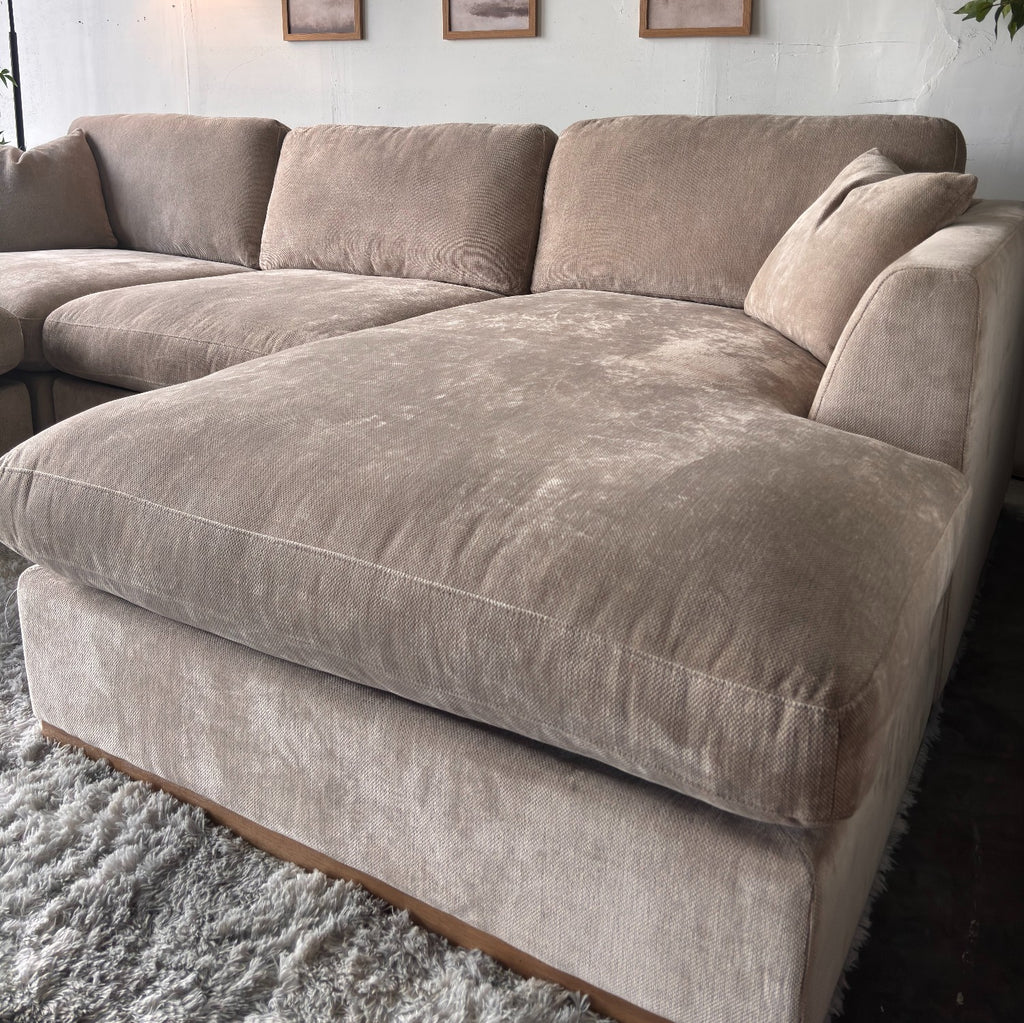 Taupe Sectional Sofa with Reversible Chaise & Ottoman – Deep Seating Comfort
