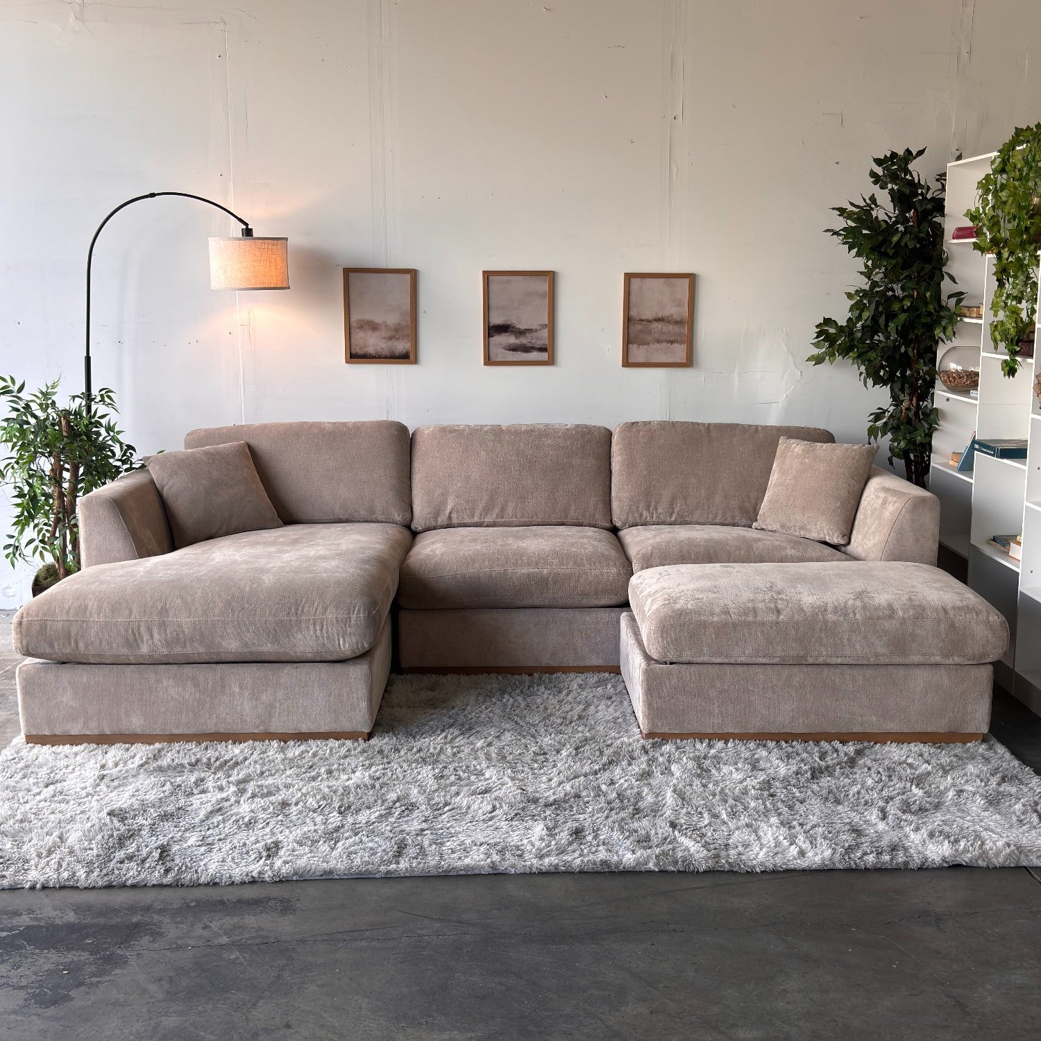 Taupe Sectional Sofa with Reversible Chaise & Ottoman – Deep Seating Comfort