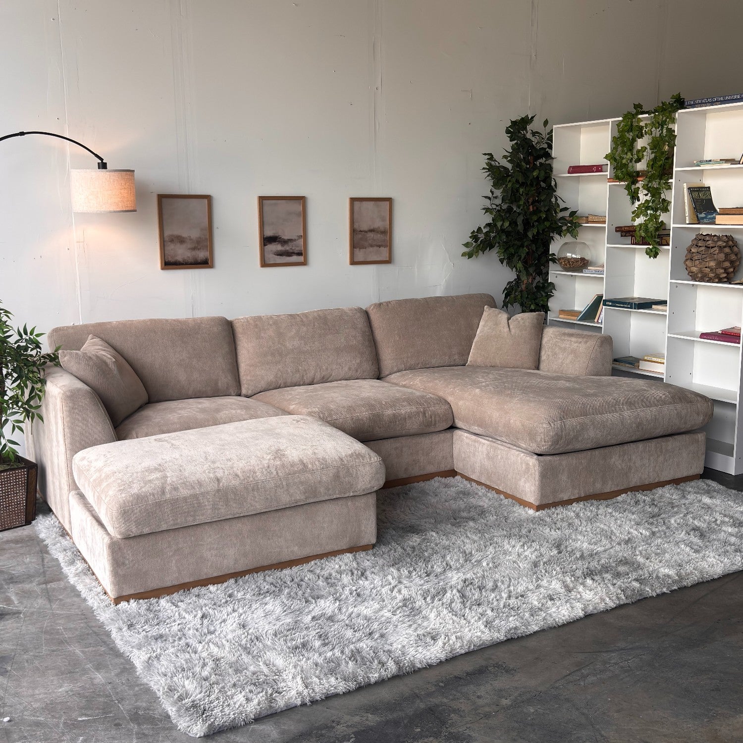Taupe Sectional Sofa with Reversible Chaise & Ottoman – Deep Seating Comfort