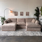 Taupe Sectional Sofa with Reversible Chaise & Ottoman – Deep Seating Comfort