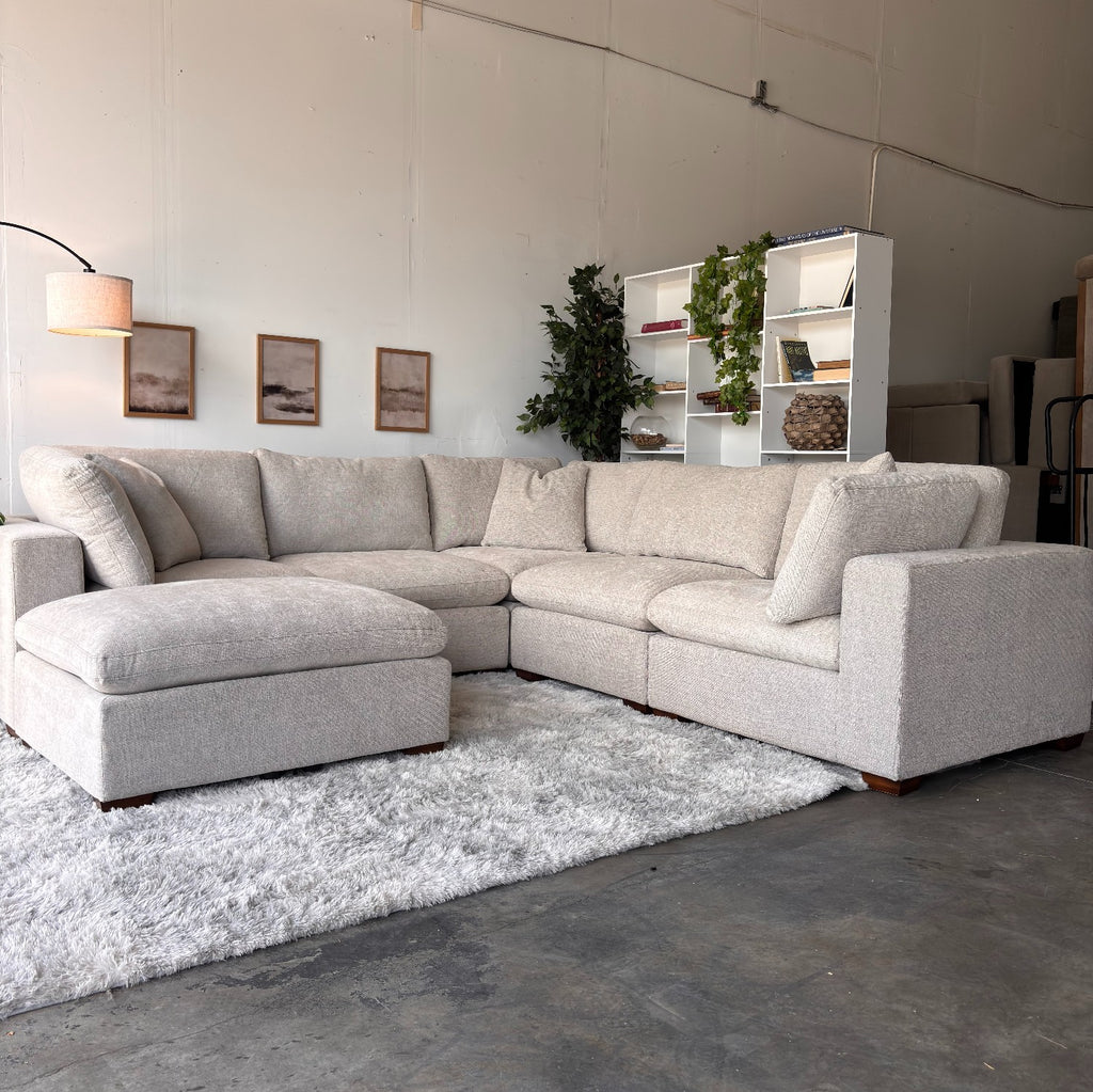 Gray Cloud Couch Lowell 6-Piece Sectional with Ottoman - Modular Comfort