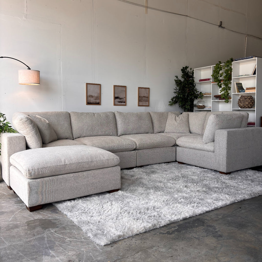 Gray Cloud Couch Lowell 6-Piece Sectional with Ottoman - Modular Comfort