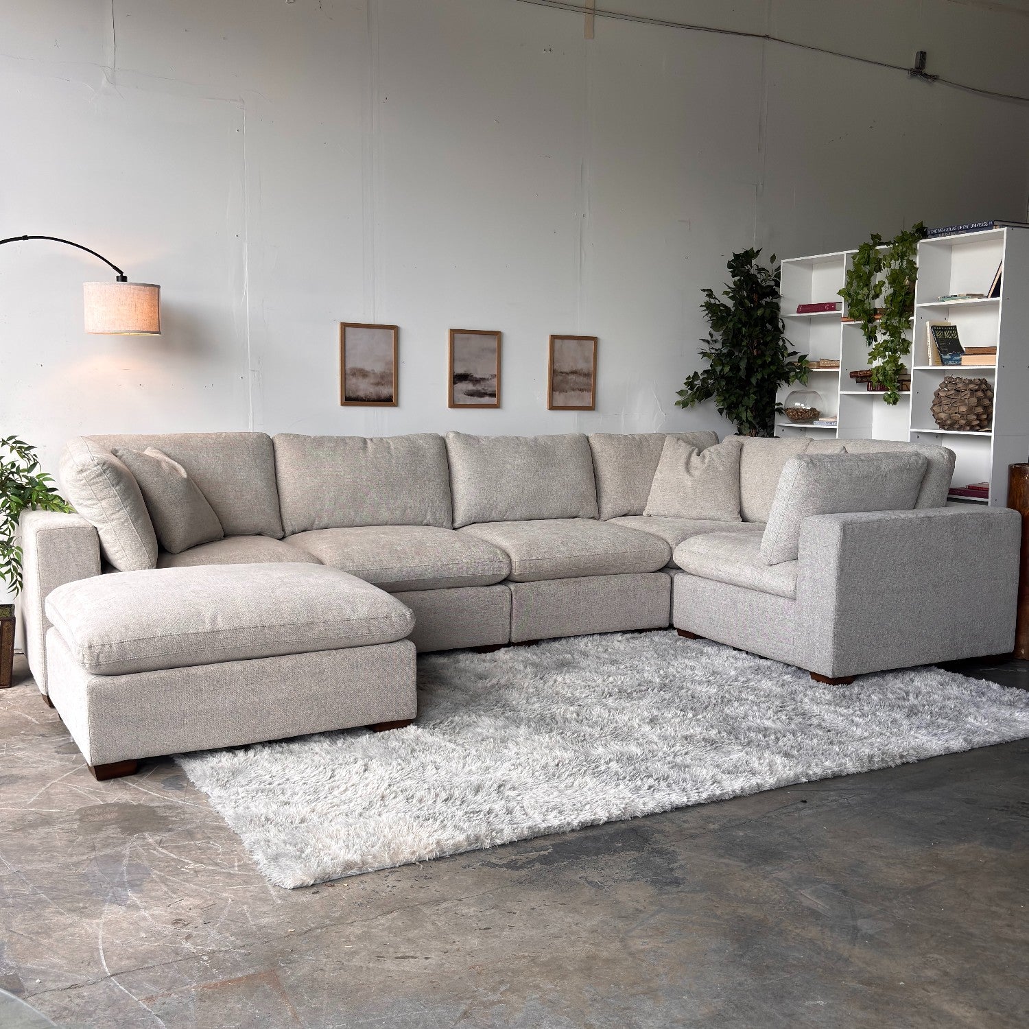Gray Cloud Couch Lowell 6-Piece Sectional with Ottoman - Modular Comfort
