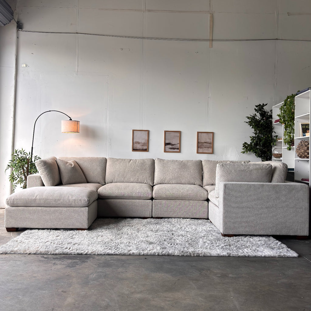 Gray Cloud Couch Lowell 6-Piece Sectional with Ottoman - Modular Comfort