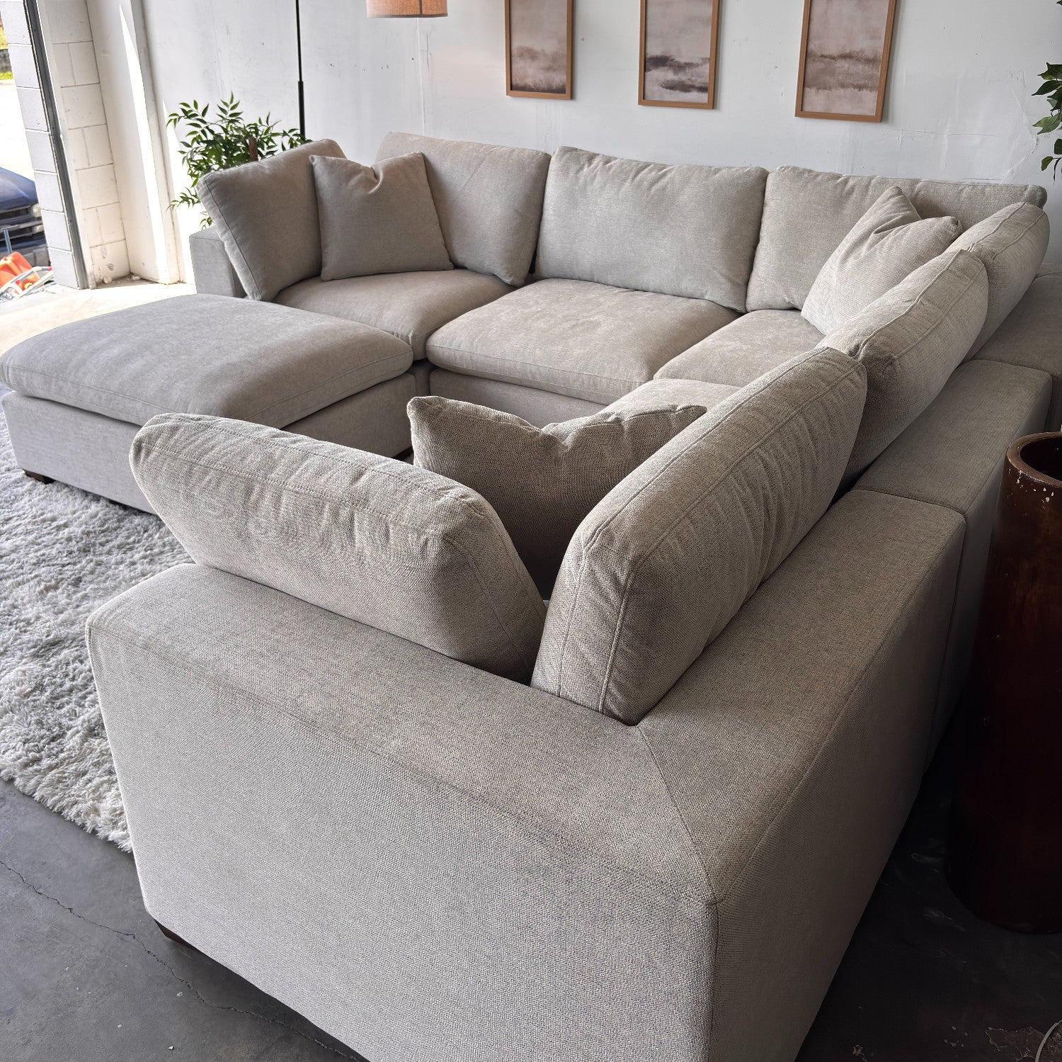 Gray Cloud Couch Lowell 6-Piece Sectional with Ottoman - Modular Comfort