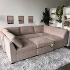 Taupe Modular Sectional with Storage Ottoman