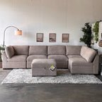 Taupe Modular Sectional with Storage Ottoman