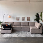 Taupe Modular Sectional with Storage Ottoman
