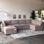 Taupe Modular Sectional with Storage Ottoman
