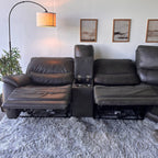 Dark Gray Top Grain Leather Reclining Sectional
