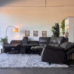Dark Gray Top Grain Leather Reclining Sectional