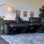 Dark Gray Top Grain Leather Reclining Sectional