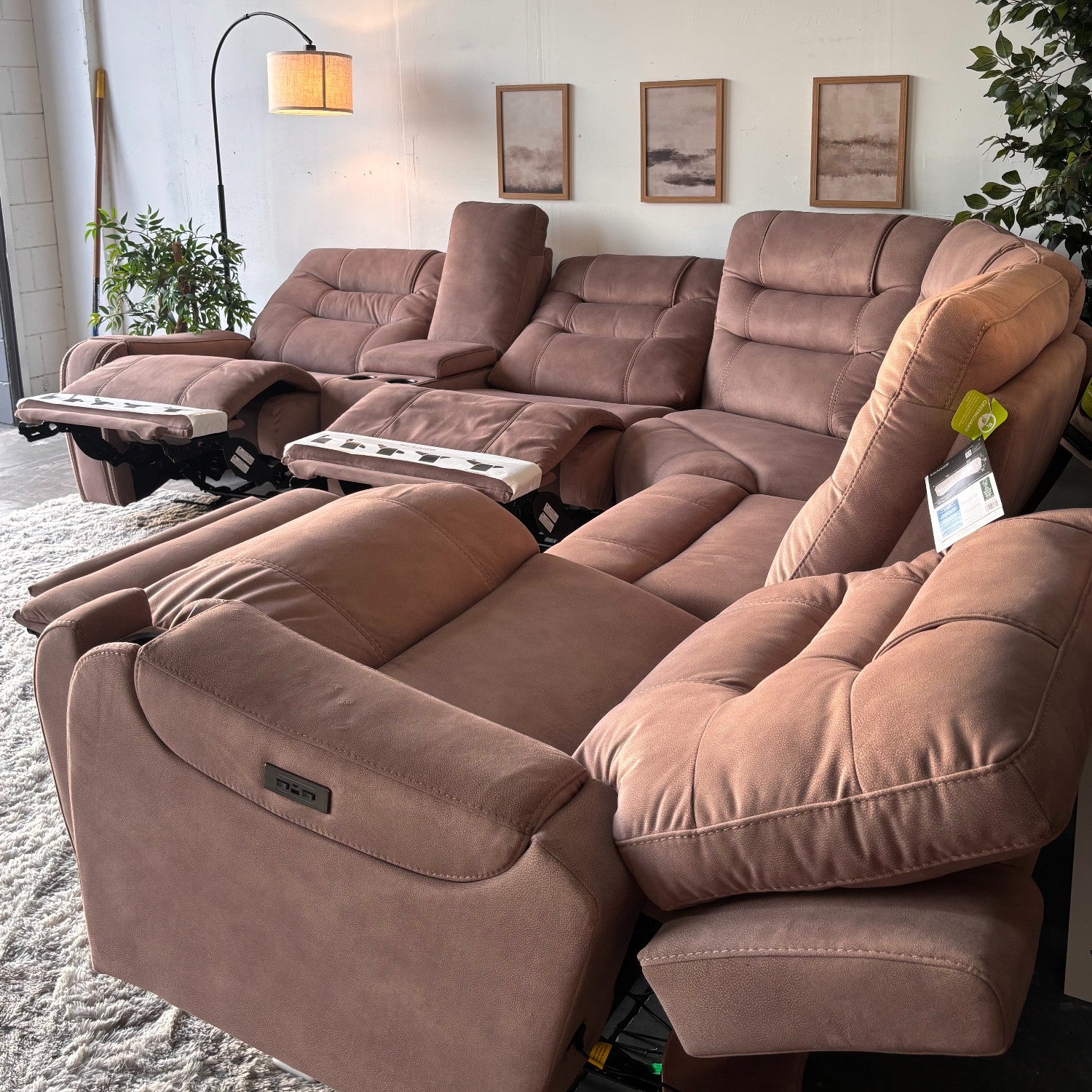 Fabric Barcalounger Carmelo Sectional with Electric Recliners