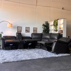 Dark Gray Top Grain Leather Reclining Sectional