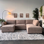 Walsen 3-Piece Taupe Sectional with Storage Ottoman