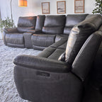 Dark Gray Top Grain Leather Reclining Sectional