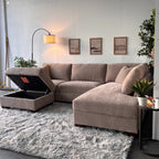 Walsen 3-Piece Taupe Sectional with Storage Ottoman