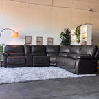 Dark Gray Top Grain Leather Reclining Sectional