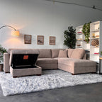 Walsen 3-Piece Taupe Sectional with Storage Ottoman