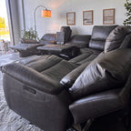 Dark Gray Top Grain Leather Reclining Sectional