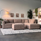 Walsen 3-Piece Taupe Sectional with Storage Ottoman
