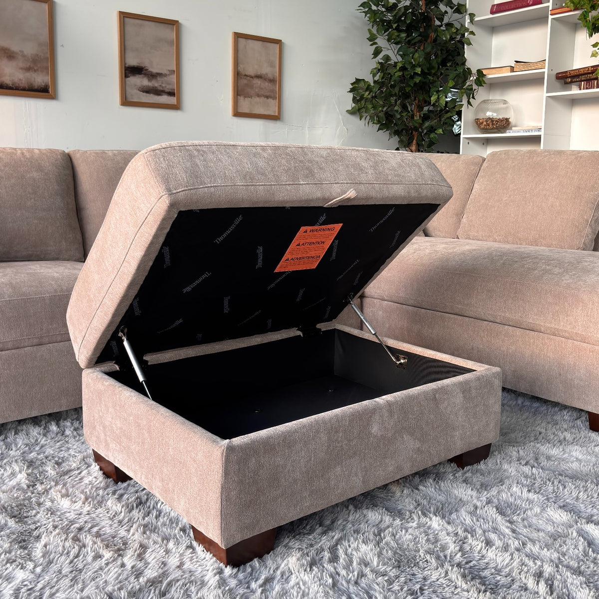 Walsen 3-Piece Taupe Sectional with Storage Ottoman