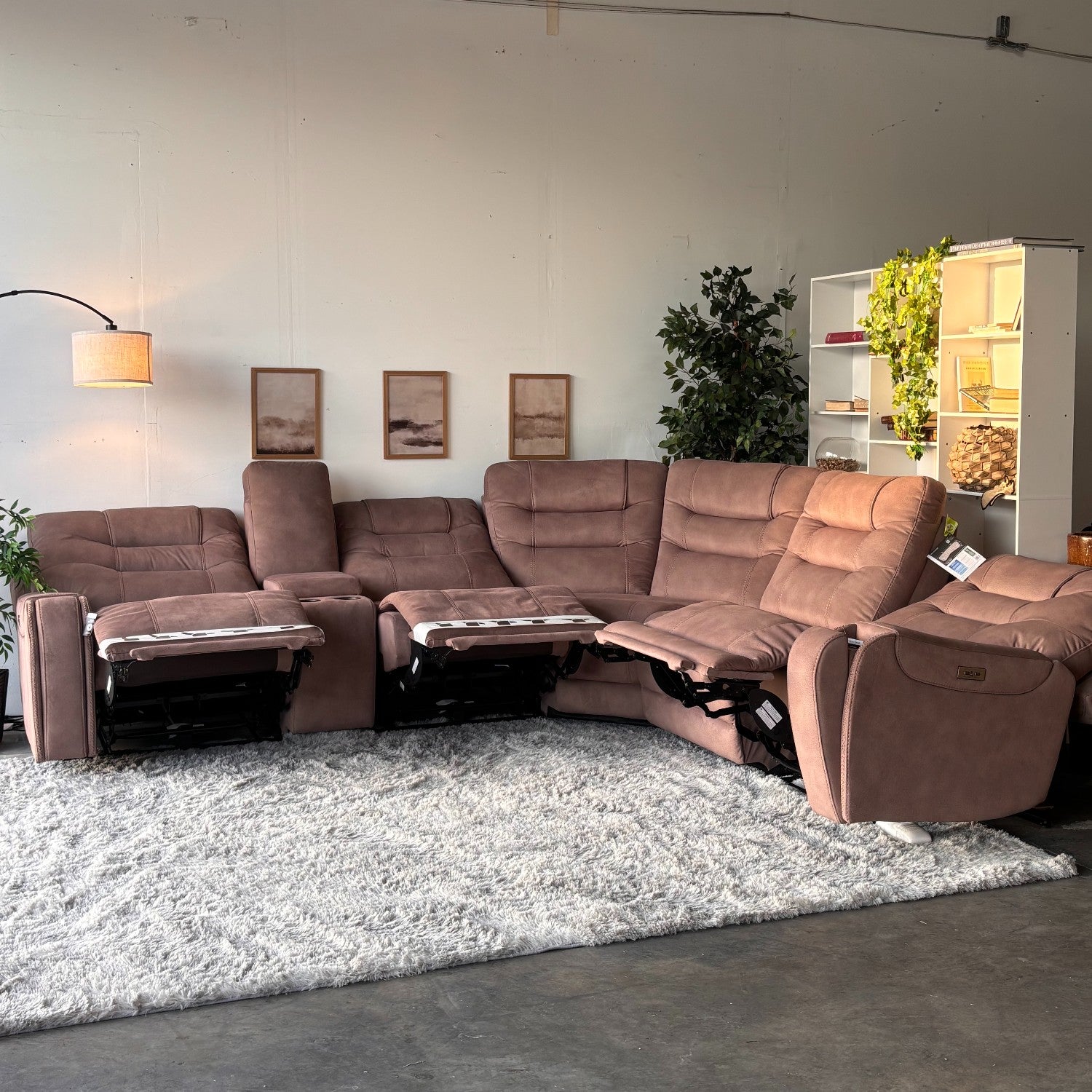 Fabric Barcalounger Carmelo Sectional with Electric Recliners