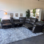 Dark Gray Top Grain Leather Reclining Sectional
