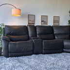 Dark Gray Top Grain Leather Reclining Sectional