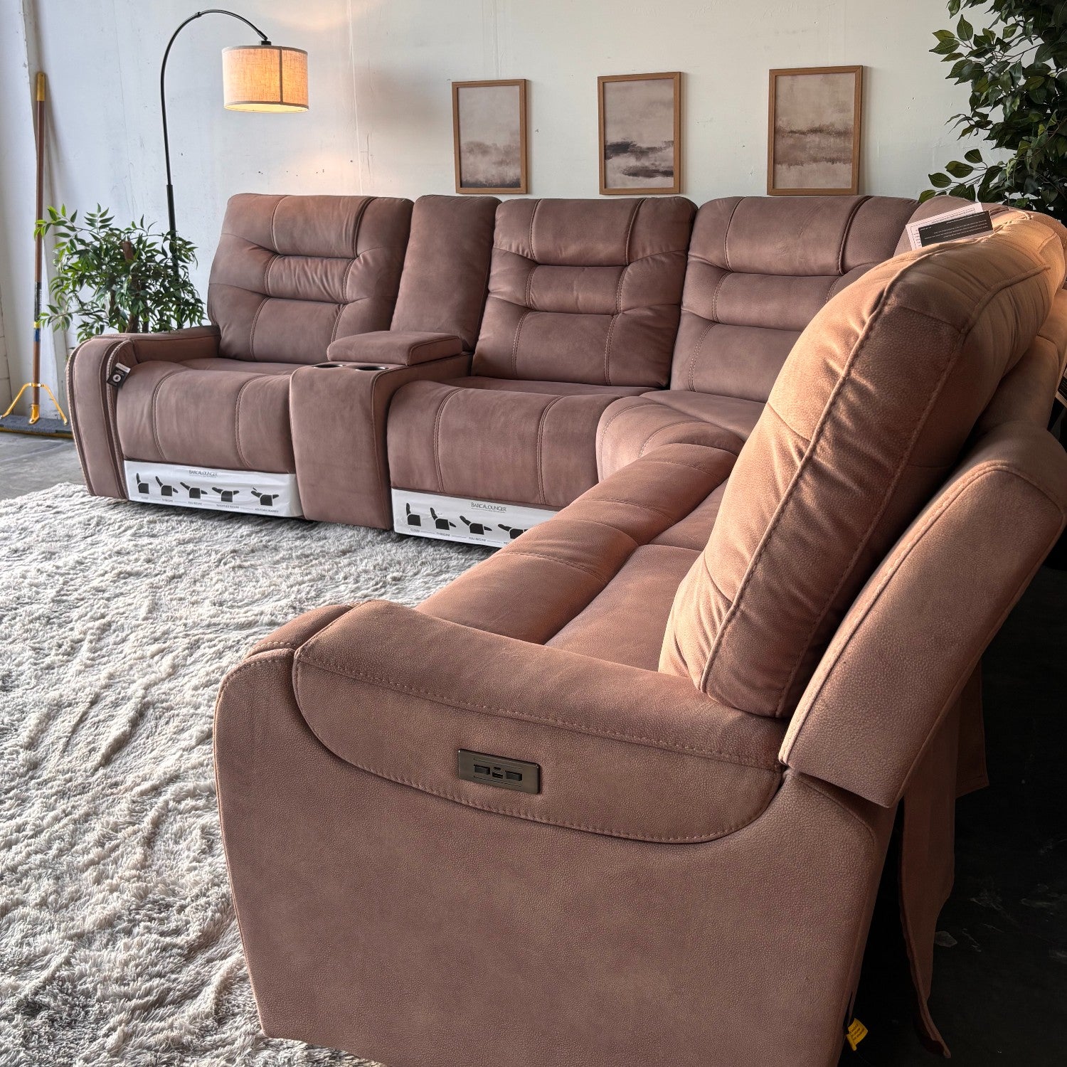 Fabric Barcalounger Carmelo Sectional with Electric Recliners