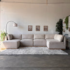 Cream Bouclé Modular Sectional with Ottoman