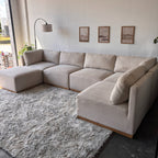 Cream Bouclé Modular Sectional with Ottoman