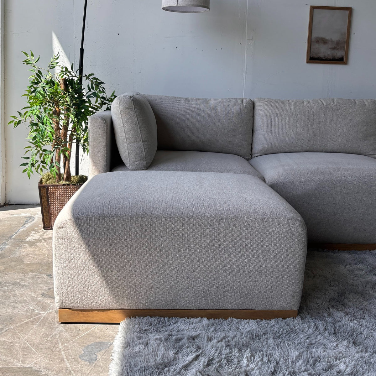 Cream Bouclé Modular Sectional with Ottoman