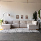 Cream Bouclé Modular Sectional with Ottoman